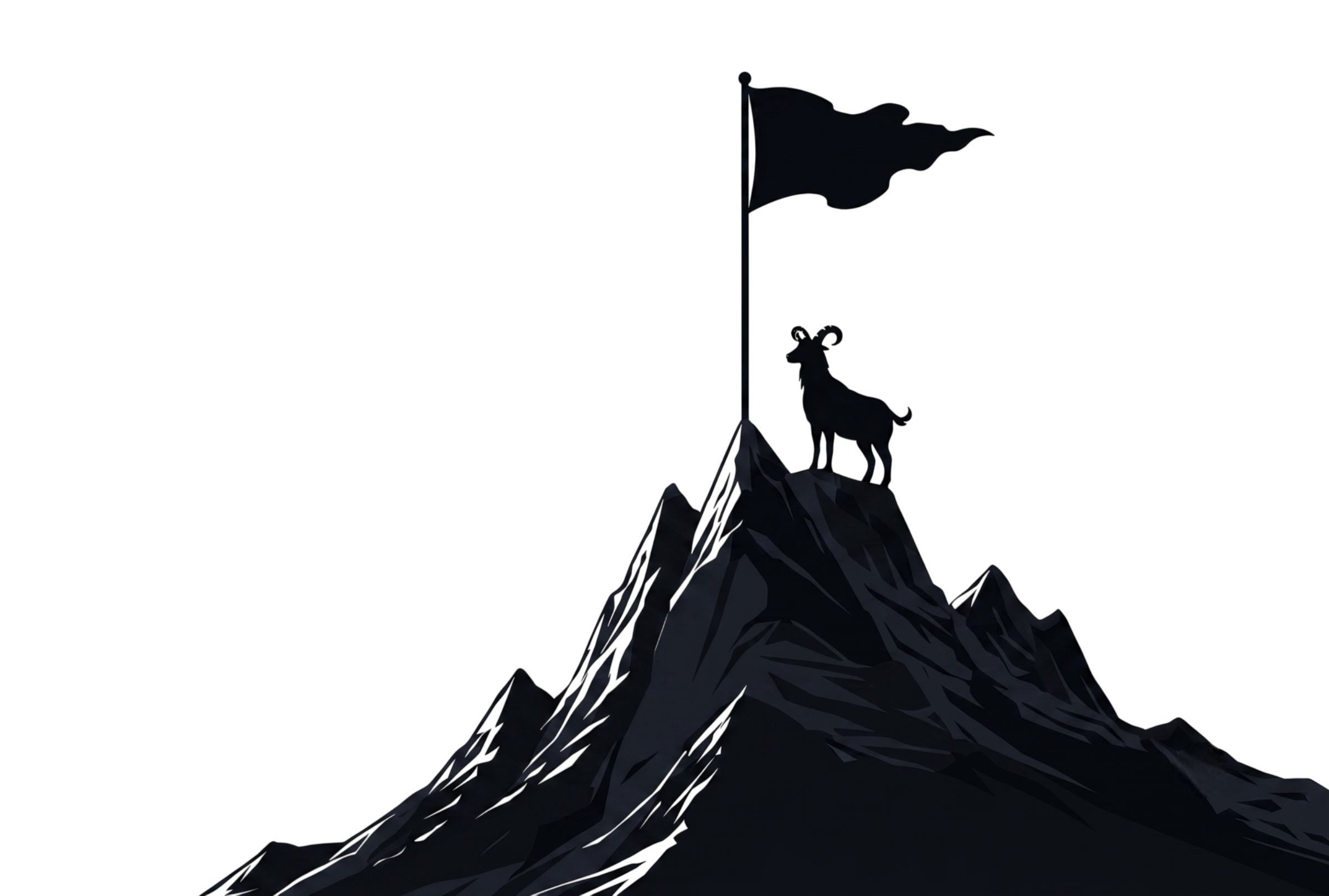 Mountain Peak with Goat Flag